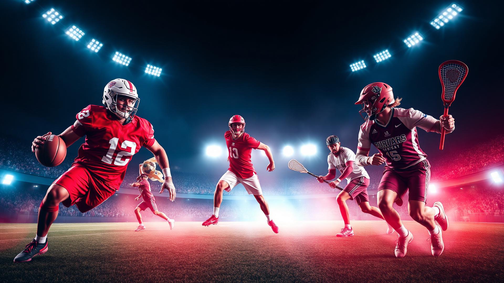 Multi-sport athletes competing under stadium lights